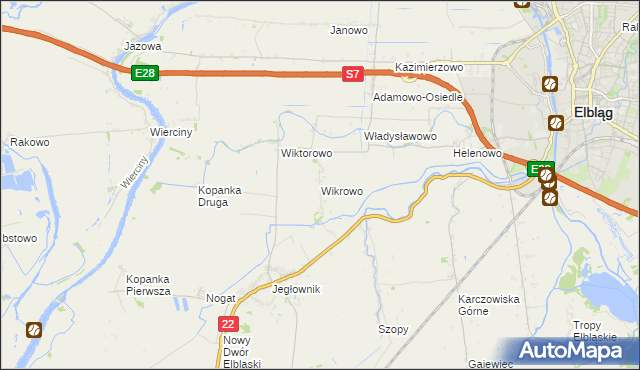 mapa Wikrowo gmina Gronowo Elbląskie, Wikrowo gmina Gronowo Elbląskie na mapie Targeo