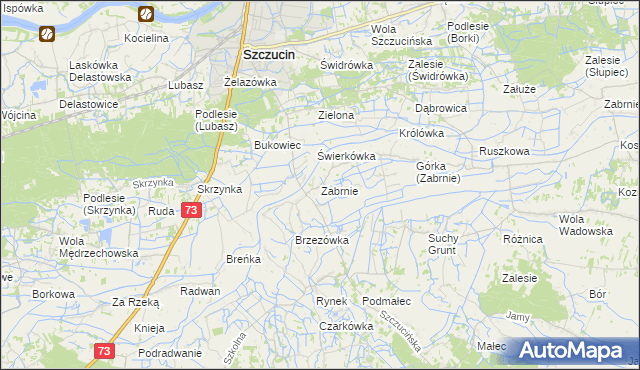 mapa Zabrnie gmina Szczucin, Zabrnie gmina Szczucin na mapie Targeo