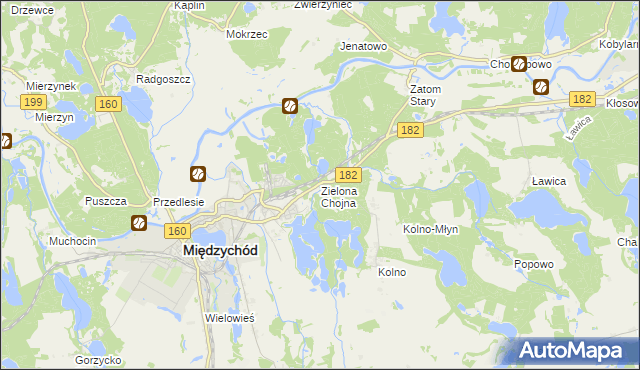 mapa Zielona Chojna, Zielona Chojna na mapie Targeo