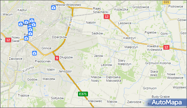 mapa Janów gmina Skaryszew, Janów gmina Skaryszew na mapie Targeo