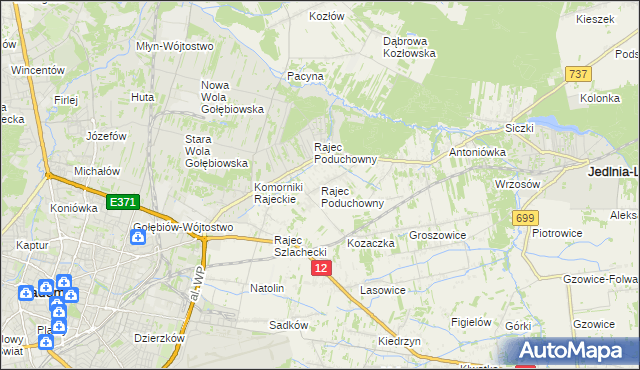 mapa Rajec Poduchowny, Rajec Poduchowny na mapie Targeo