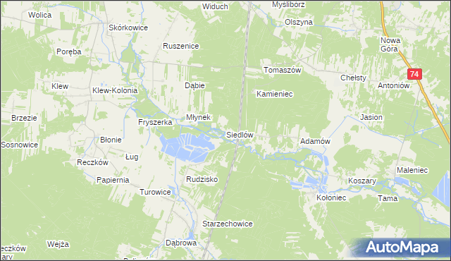 mapa Siedlów, Siedlów na mapie Targeo