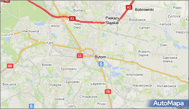 mapa Bytomia, Bytom na mapie Targeo