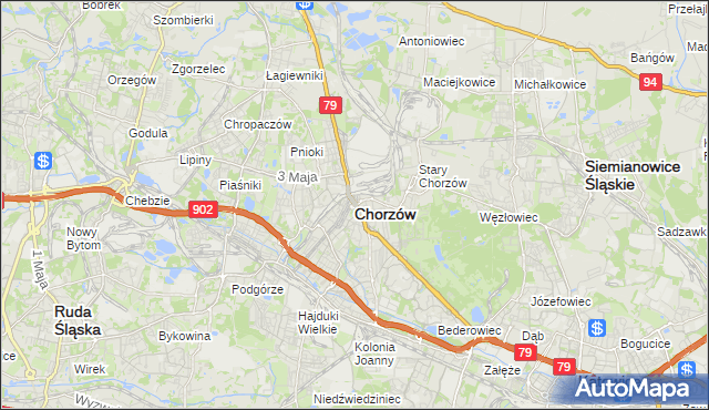 mapa Chorzów, Chorzów na mapie Targeo