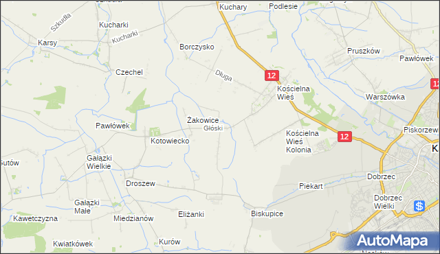 mapa Głóski, Głóski na mapie Targeo