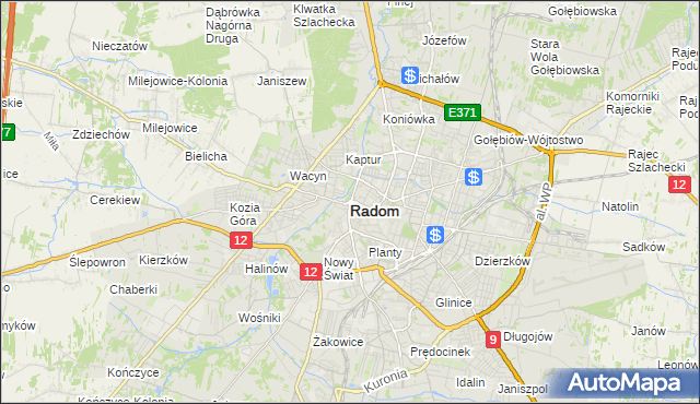 mapa Radomia, Radom na mapie Targeo