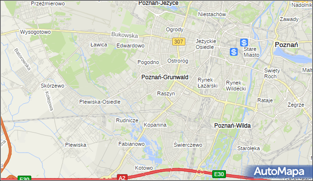 mapa Raszyn gmina Poznań, Raszyn gmina Poznań na mapie Targeo