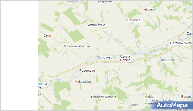 mapa Olchowiec gmina Żółkiewka, Olchowiec gmina Żółkiewka na mapie Targeo