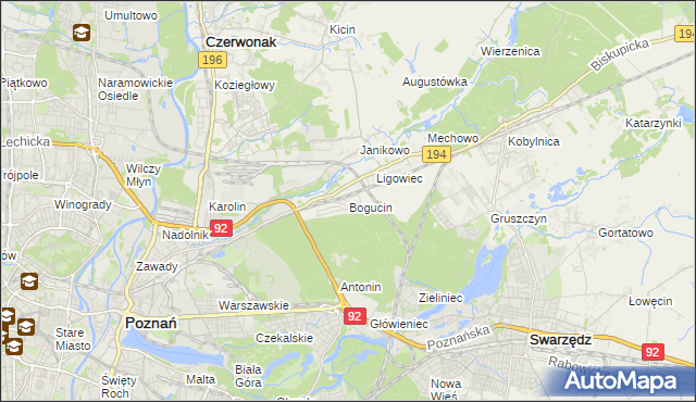 mapa Bogucin gmina Swarzędz, Bogucin gmina Swarzędz na mapie Targeo