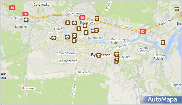 mapa Bydgoszczy, Bydgoszcz na mapie Targeo