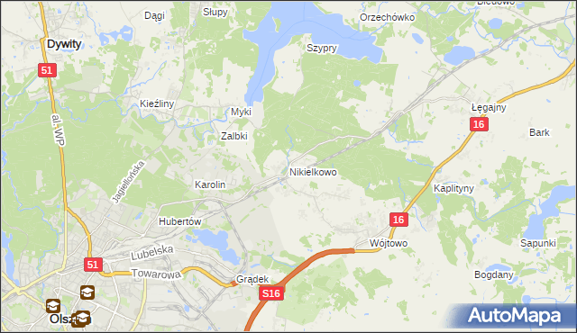 mapa Nikielkowo, Nikielkowo na mapie Targeo