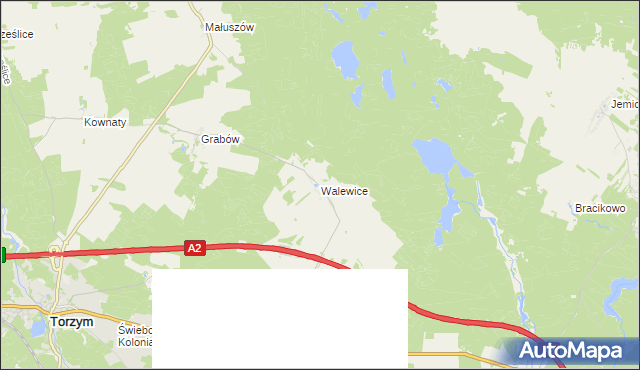 mapa Walewice gmina Torzym, Walewice gmina Torzym na mapie Targeo