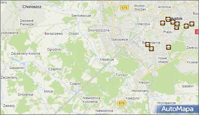 mapa Klepacze gmina Choroszcz, Klepacze gmina Choroszcz na mapie Targeo