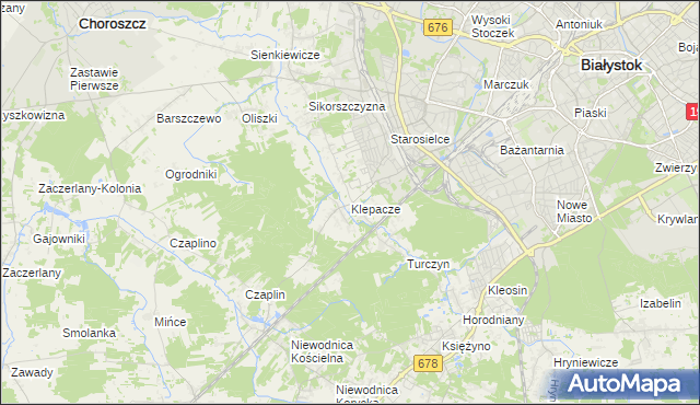 mapa Klepacze gmina Choroszcz, Klepacze gmina Choroszcz na mapie Targeo