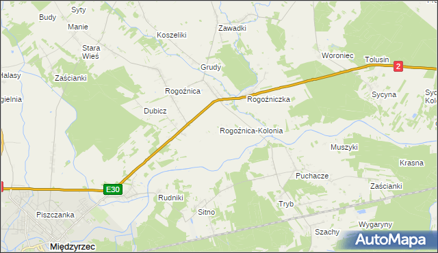mapa Rogoźnica-Kolonia, Rogoźnica-Kolonia na mapie Targeo