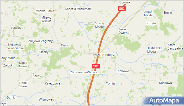 mapa Tyszki-Nadbory, Tyszki-Nadbory na mapie Targeo