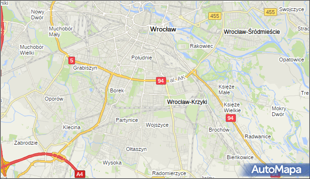 mapa Gaj gmina Wrocław, Gaj gmina Wrocław na mapie Targeo