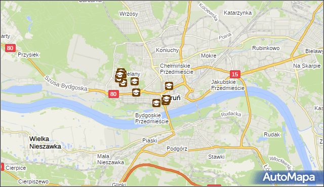 mapa Torunia, Toruń na mapie Targeo