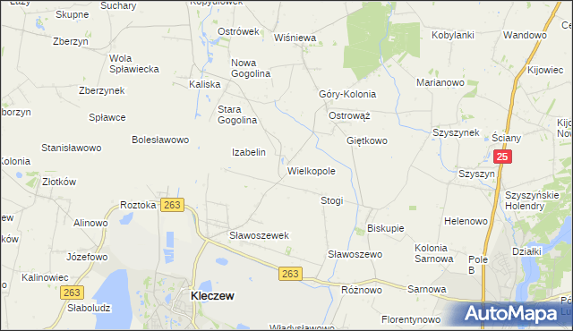 mapa Wielkopole gmina Kleczew, Wielkopole gmina Kleczew na mapie Targeo