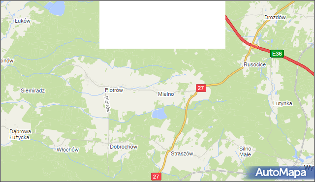 mapa Mielno gmina Przewóz, Mielno gmina Przewóz na mapie Targeo