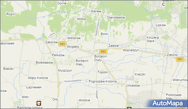 mapa Borzęcin Duży, Borzęcin Duży na mapie Targeo
