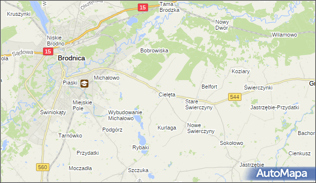 mapa Cielęta, Cielęta na mapie Targeo