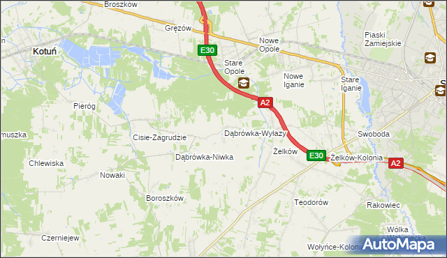 mapa Dąbrówka-Wyłazy, Dąbrówka-Wyłazy na mapie Targeo