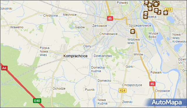 mapa Dziekaństwo, Dziekaństwo na mapie Targeo