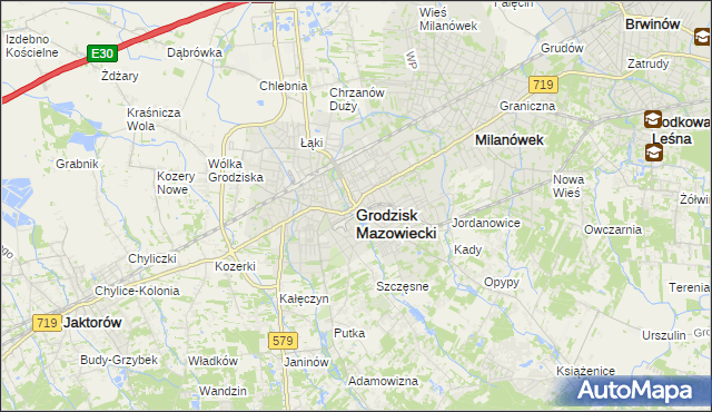 mapa Grodzisk Mazowiecki, Grodzisk Mazowiecki na mapie Targeo