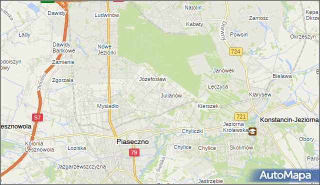 mapa Julianów gmina Piaseczno, Julianów gmina Piaseczno na mapie Targeo