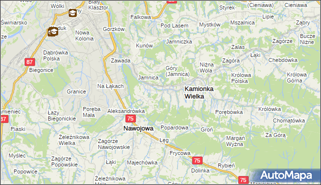 mapa Kamionka Mała gmina Kamionka Wielka, Kamionka Mała gmina Kamionka Wielka na mapie Targeo