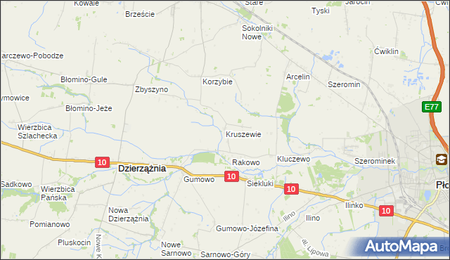 mapa Kruszewie, Kruszewie na mapie Targeo