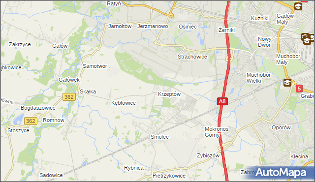 mapa Krzeptów, Krzeptów na mapie Targeo