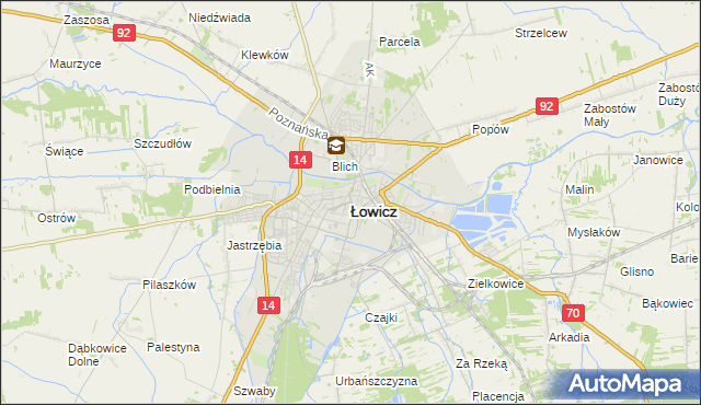 mapa Łowicza, Łowicz na mapie Targeo
