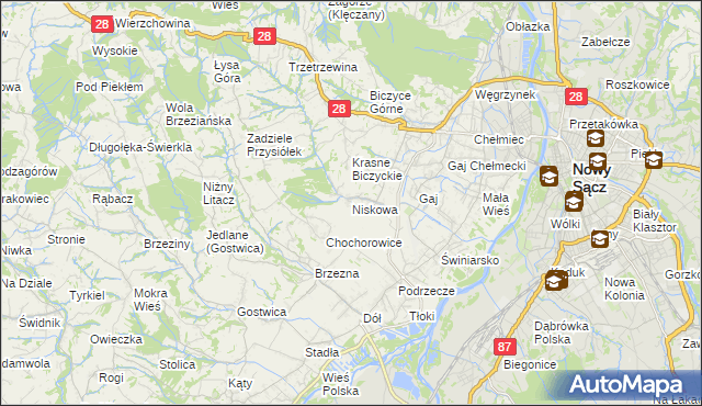 mapa Niskowa, Niskowa na mapie Targeo