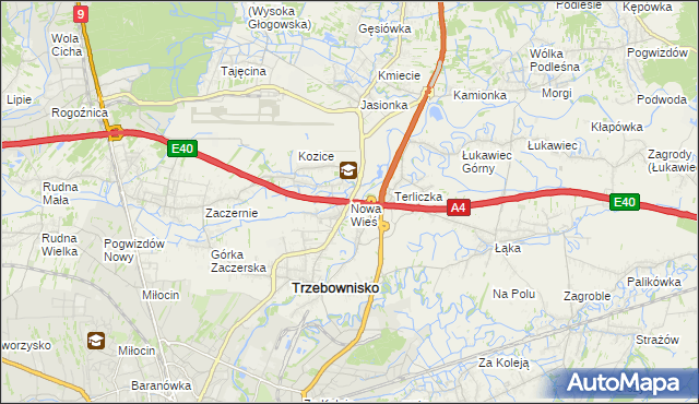 mapa Nowa Wieś gmina Trzebownisko, Nowa Wieś gmina Trzebownisko na mapie Targeo