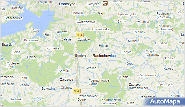 mapa Raciechowice, Raciechowice na mapie Targeo