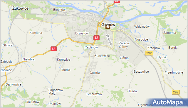 mapa Ruszowice gmina Głogów, Ruszowice gmina Głogów na mapie Targeo