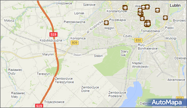 mapa Stasin gmina Konopnica, Stasin gmina Konopnica na mapie Targeo