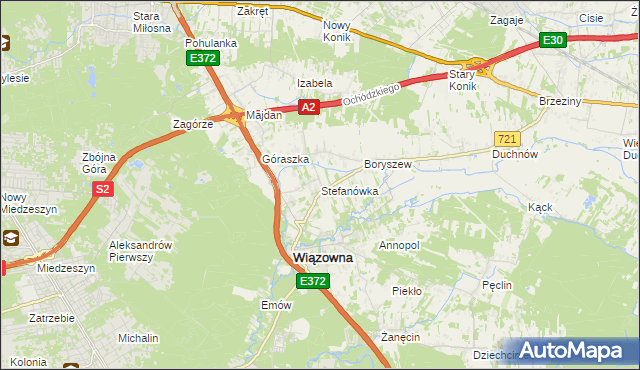 mapa Stefanówka gmina Wiązowna, Stefanówka gmina Wiązowna na mapie Targeo