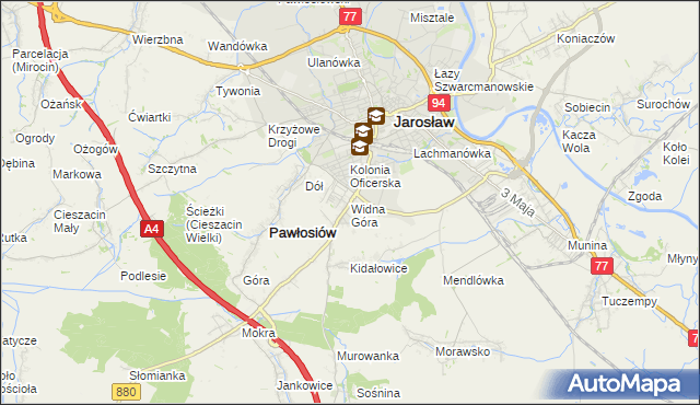 mapa Widna Góra, Widna Góra na mapie Targeo