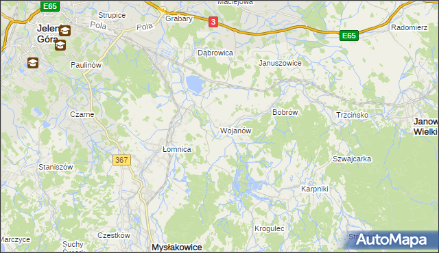 mapa Wojanów, Wojanów na mapie Targeo