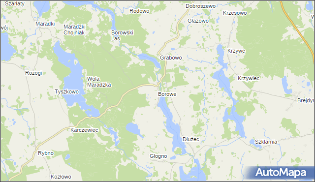 mapa Borowe gmina Sorkwity, Borowe gmina Sorkwity na mapie Targeo