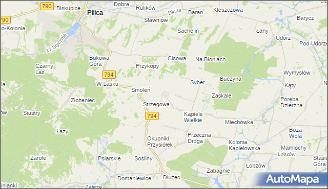 mapa Kąpiołki, Kąpiołki na mapie Targeo