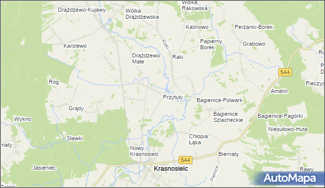 mapa Przytuły gmina Krasnosielc, Przytuły gmina Krasnosielc na mapie Targeo