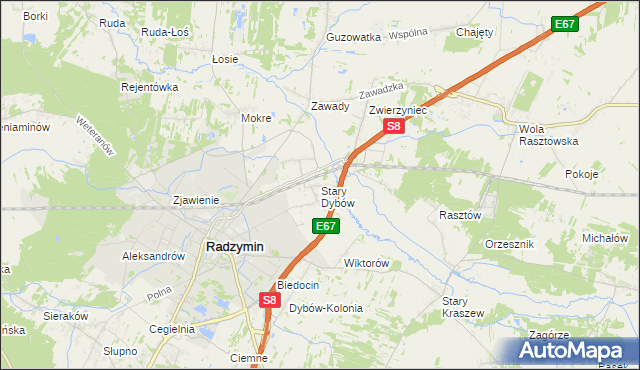 mapa Stary Dybów, Stary Dybów na mapie Targeo