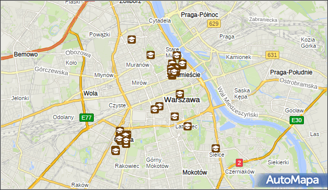 mapa warszawy uw Uniwersytet Warszawski w Warszawie :: Uniwersytet na mapie Targeo