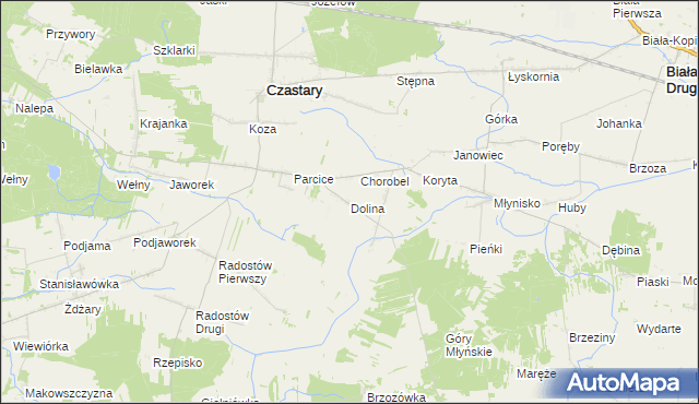 mapa Dolina gmina Czastary, Dolina gmina Czastary na mapie Targeo