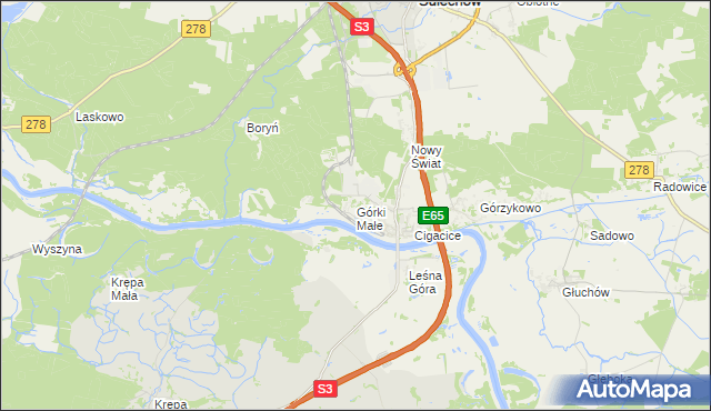 mapa Górki Małe gmina Sulechów, Górki Małe gmina Sulechów na mapie Targeo