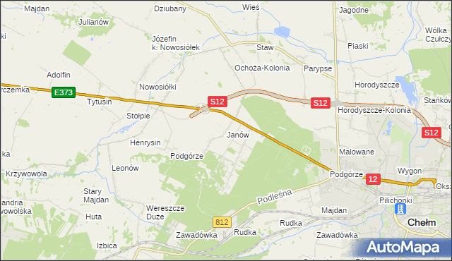 mapa Janów gmina Chełm, Janów gmina Chełm na mapie Targeo
